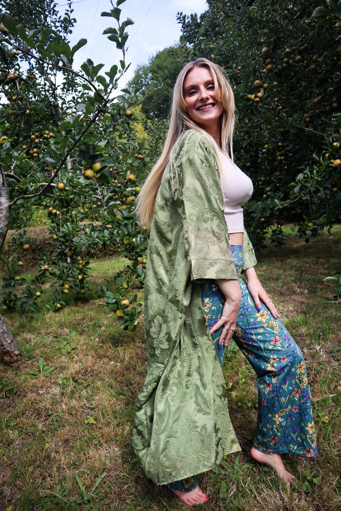ILH Robe Vintage Olive Satin