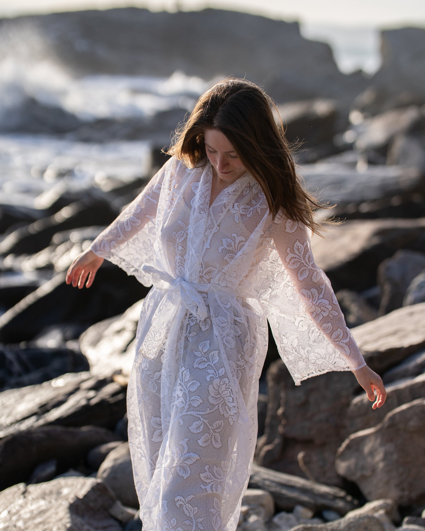 ILH Robe White Lace, Straight Hem